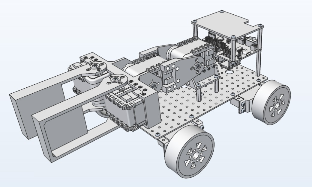MakerCAD로 조립한 4륜 집게 자동차 3D 모델