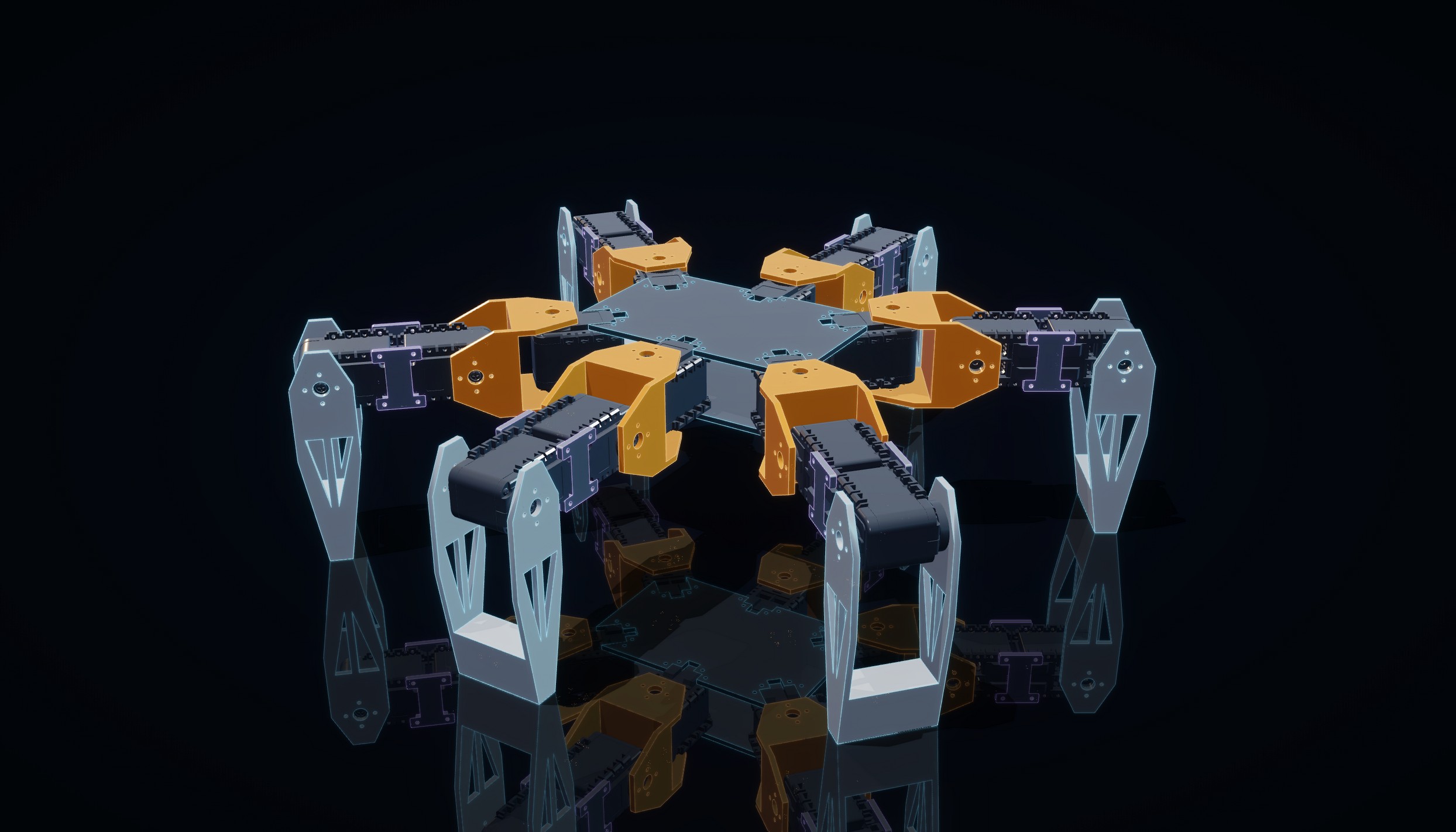 MakerCAD 6족보행로봇 조립 예시